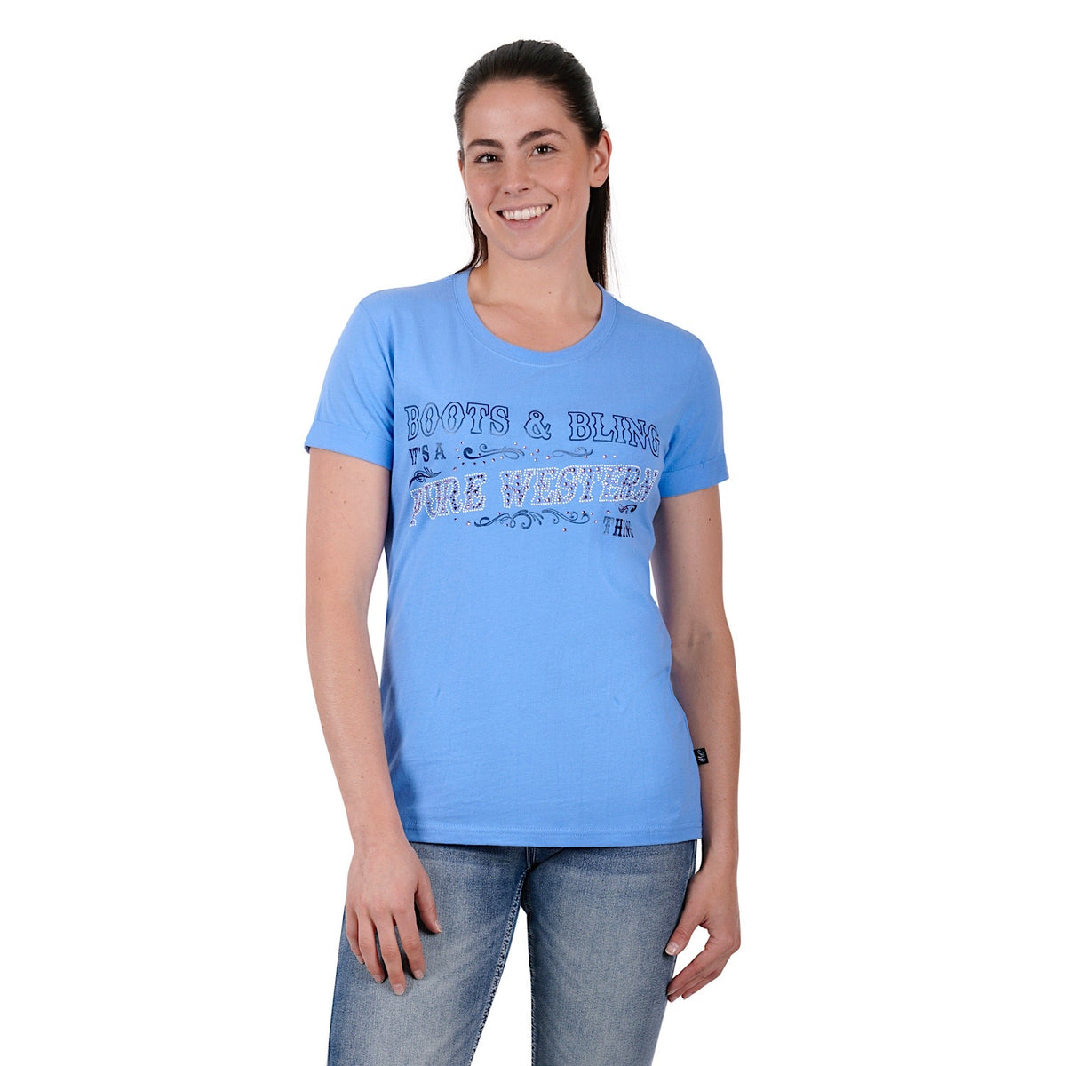 Pure Western Womens Mae Tee-Cornflower