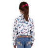 Pure Western Girls Flora Print Western L/S Shirt Egret/Multi