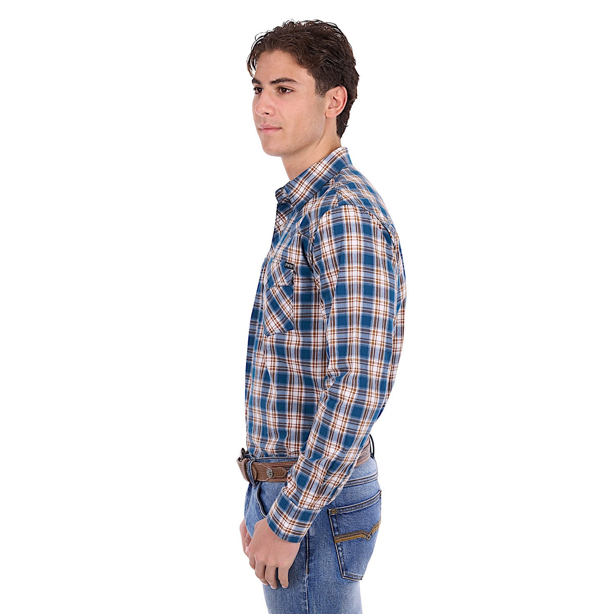 Pure Western Men's Todd Shirt - Navy/Tan
