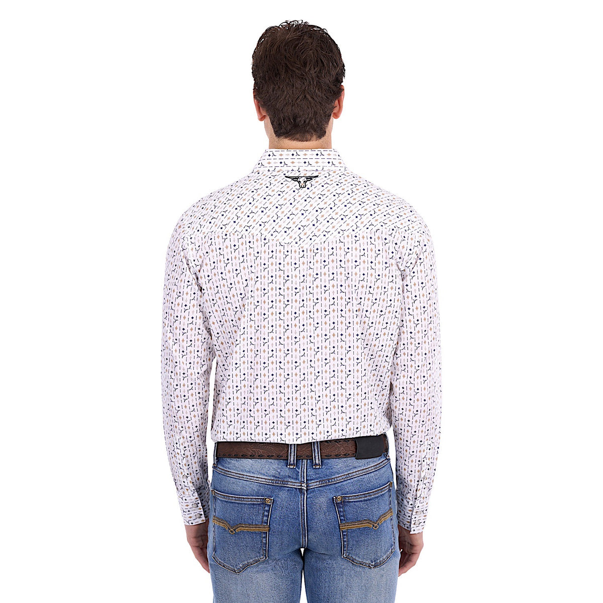 Pure Western Men's Keith Shirt - Navy/Tan