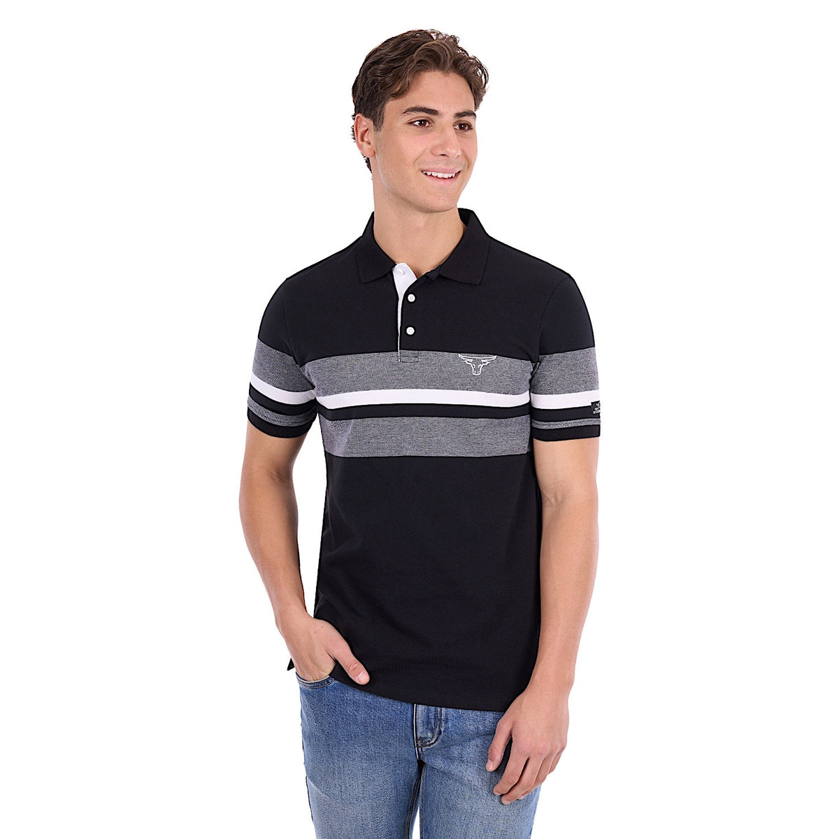 Pure Western Men's Brett Polo - Black/White