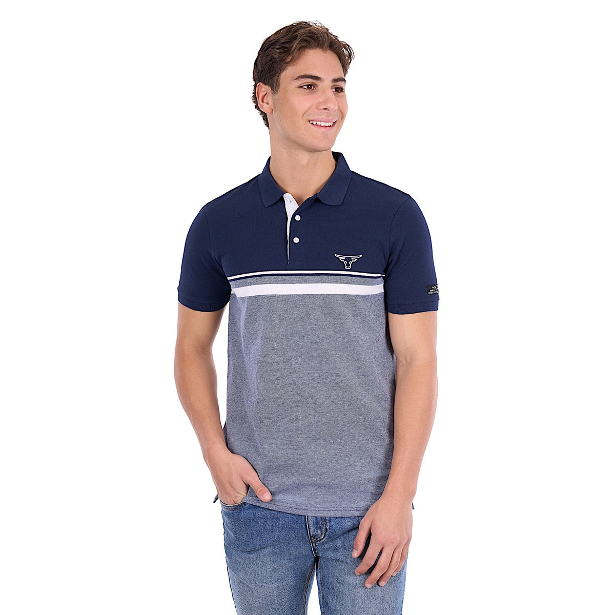Pure Western Men's Dean Polo - Navy/White