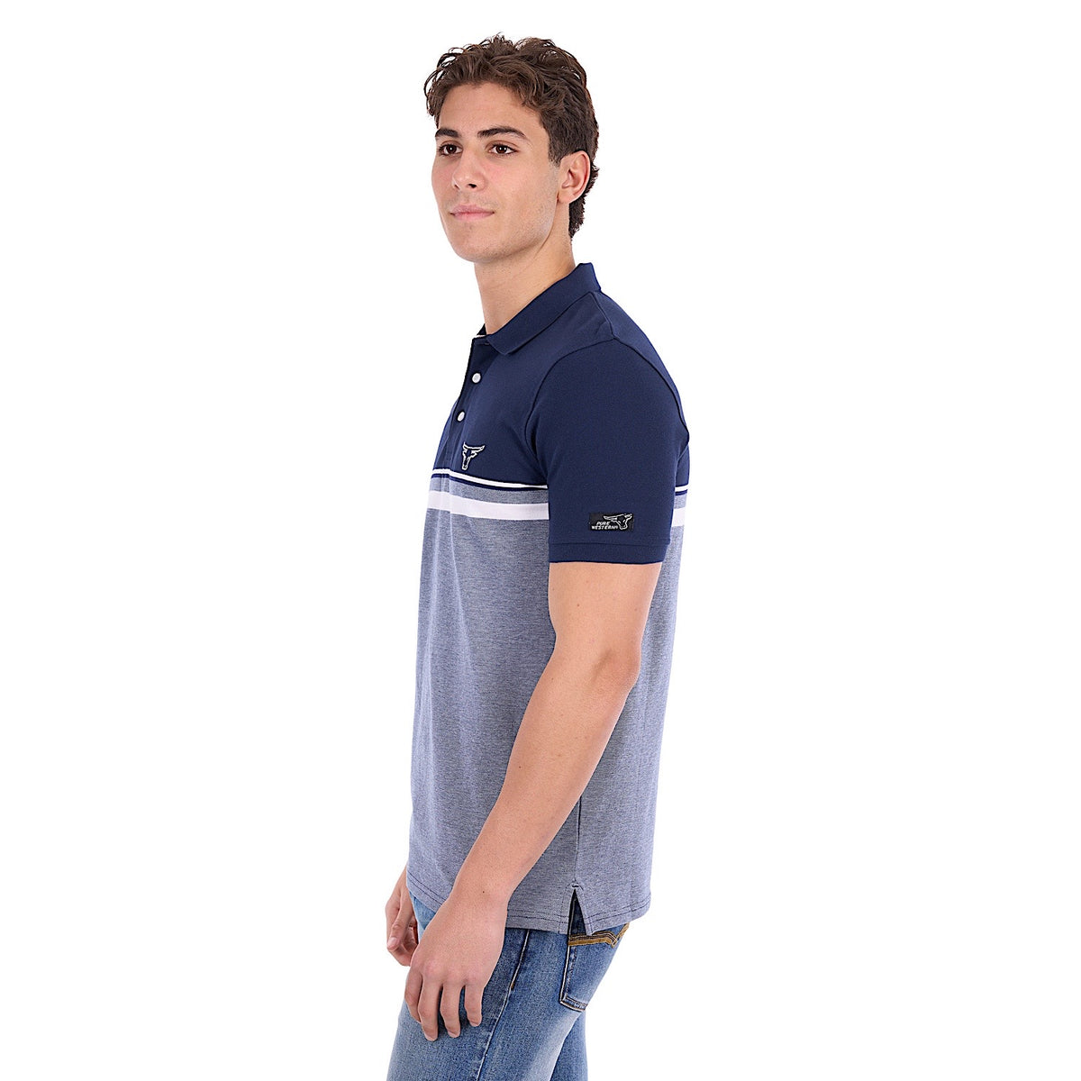 Pure Western Men's Dean Polo - Navy/White