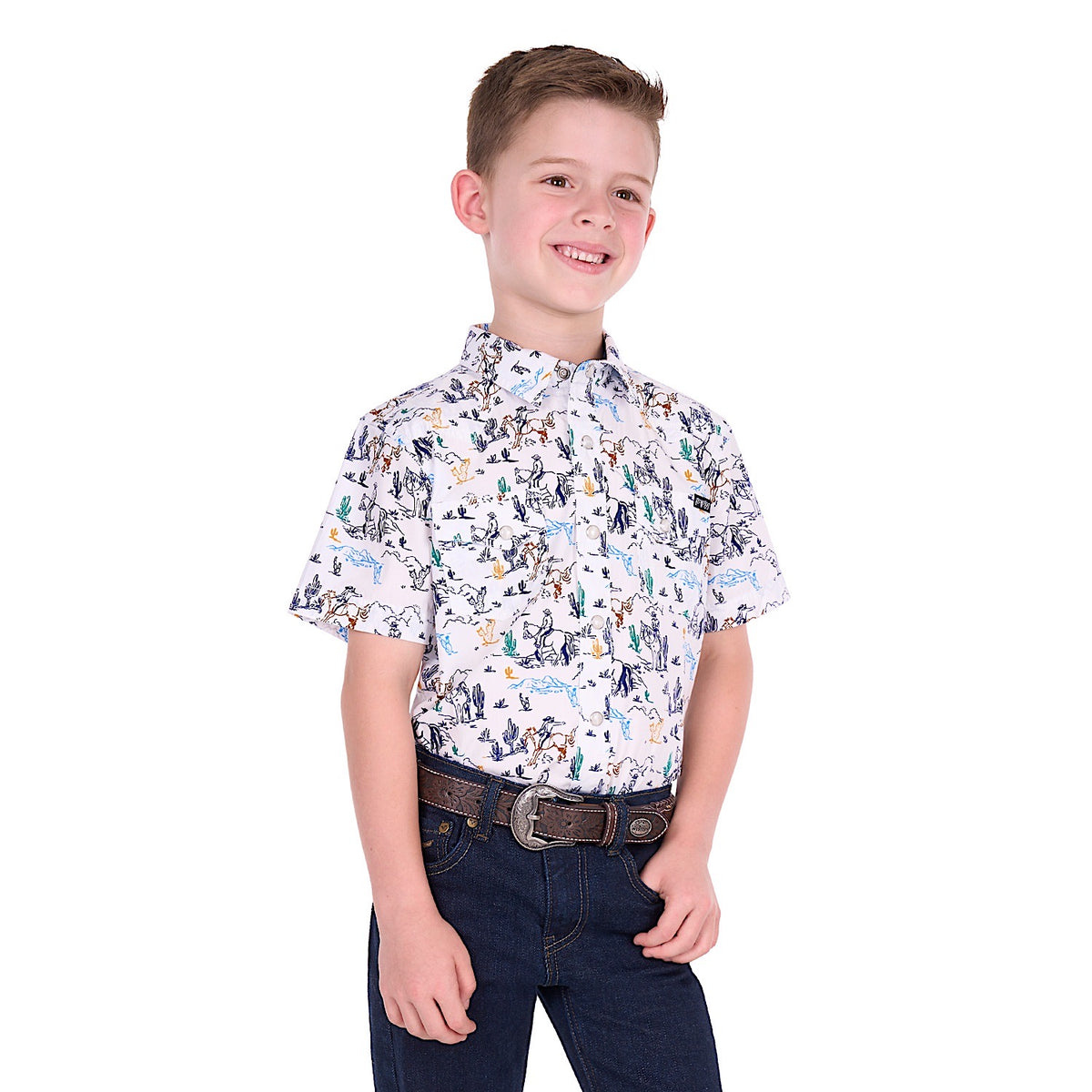 Pure Western Boy's Mike Short Sleeve Shirt - Multi