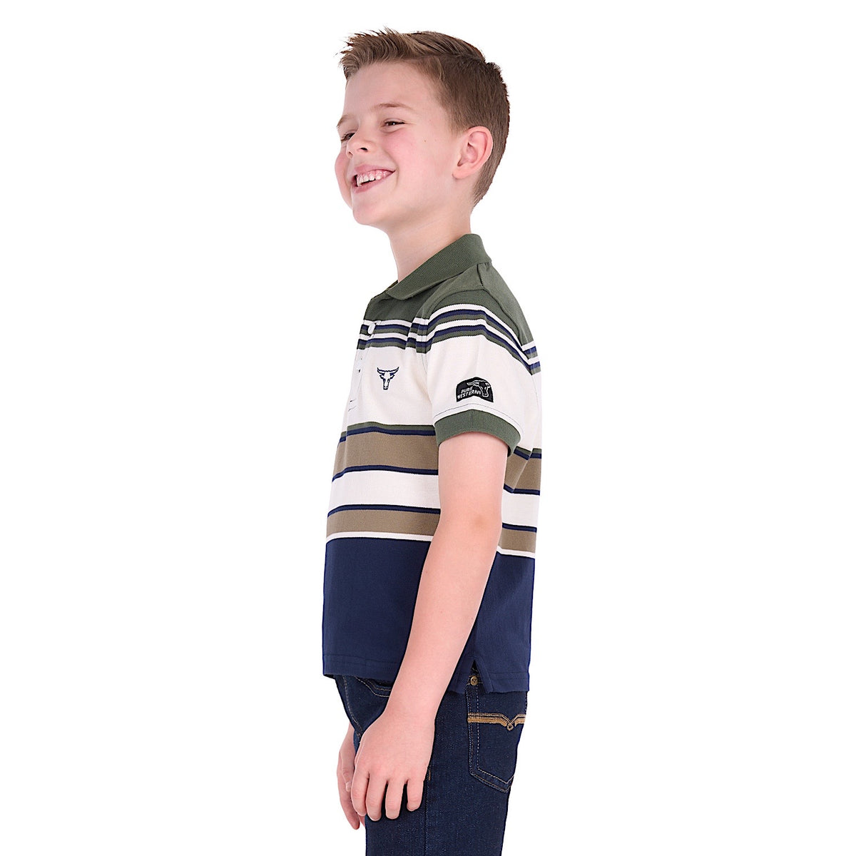 Pure Western Boy's Jay Polo - Green/Navy