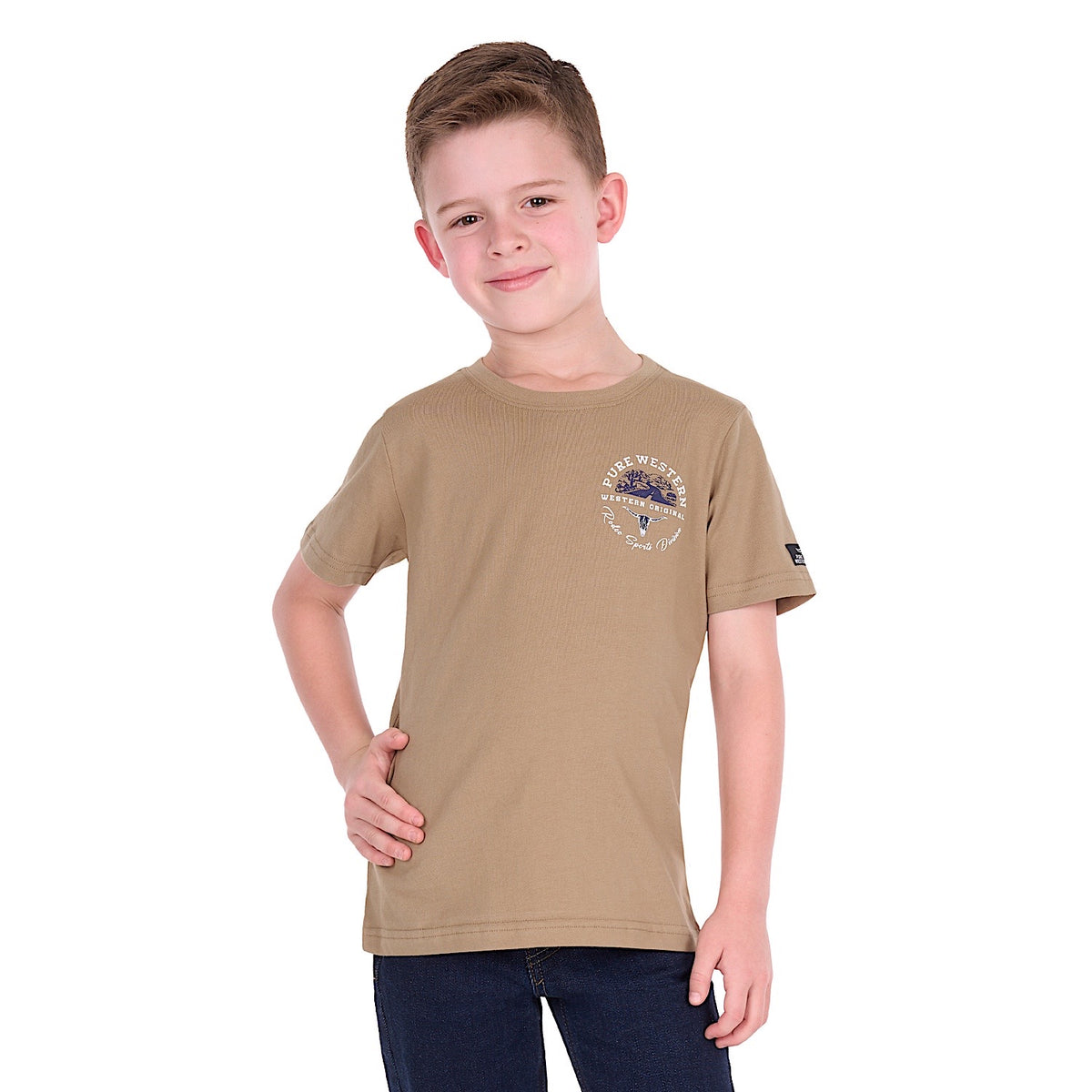 Pure Western Boy's Craig Tee - Sand