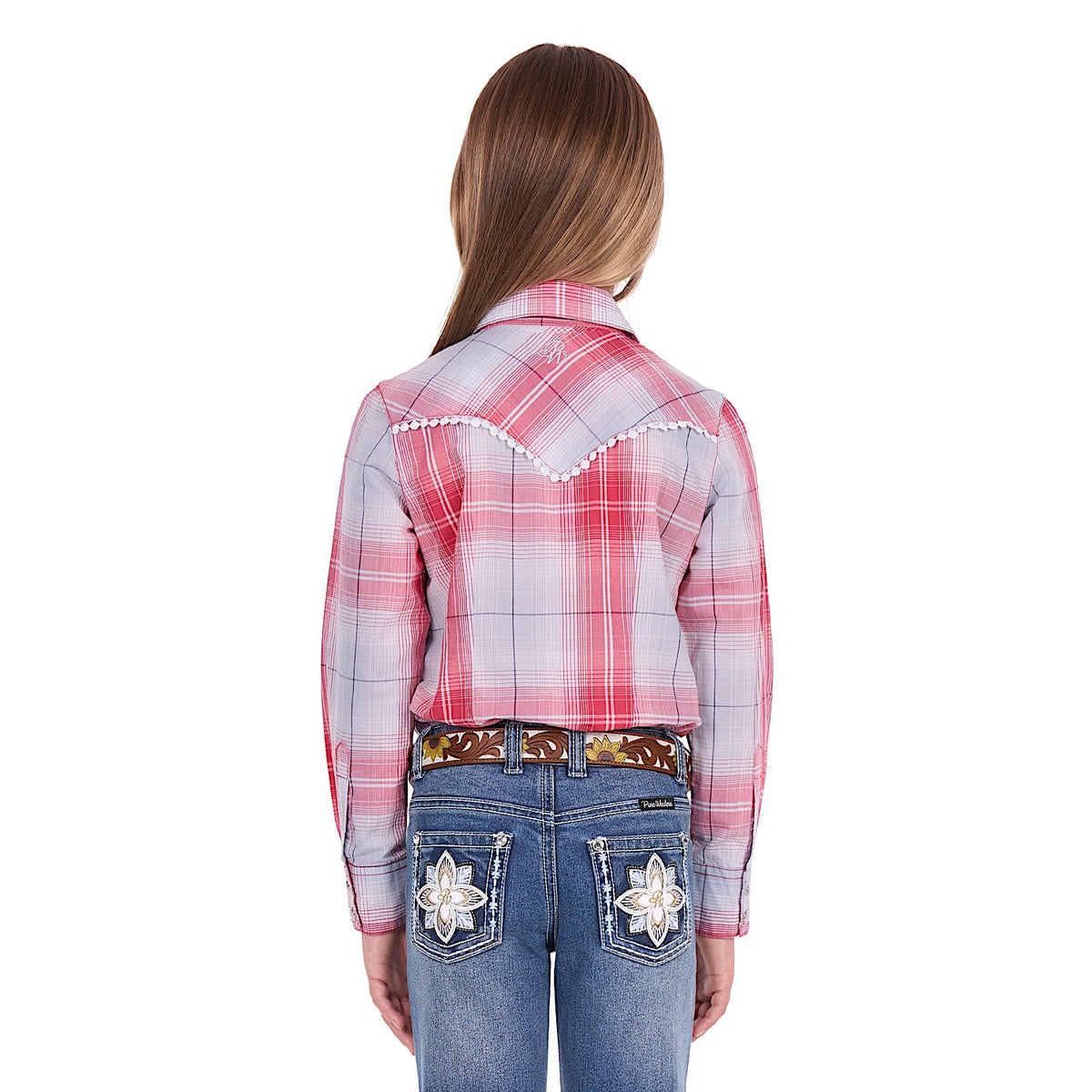 Pure Western Girl's Jill Shirt - Red/Blue