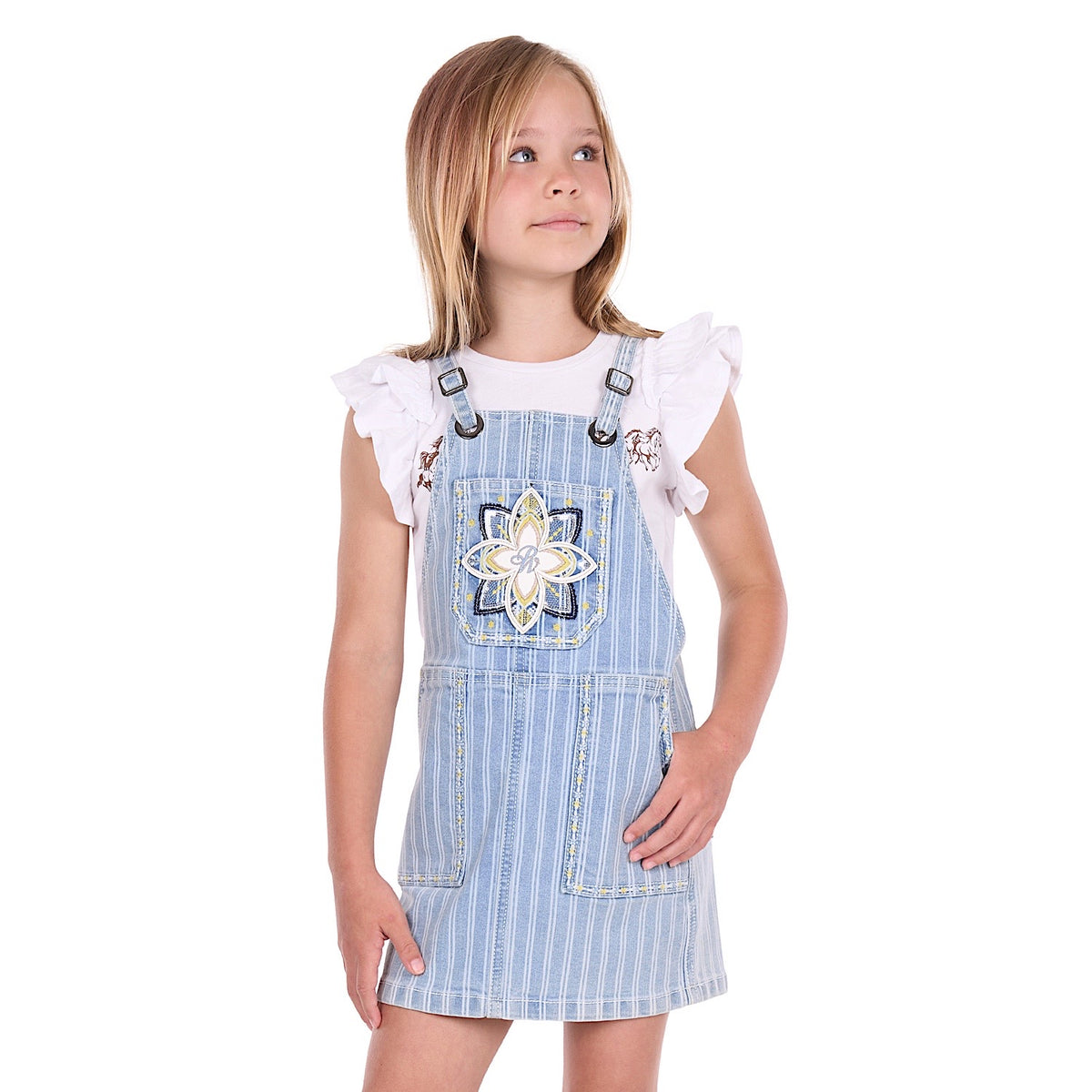 Pure Western Girl's Freya Pinafore Dress - Chambray
