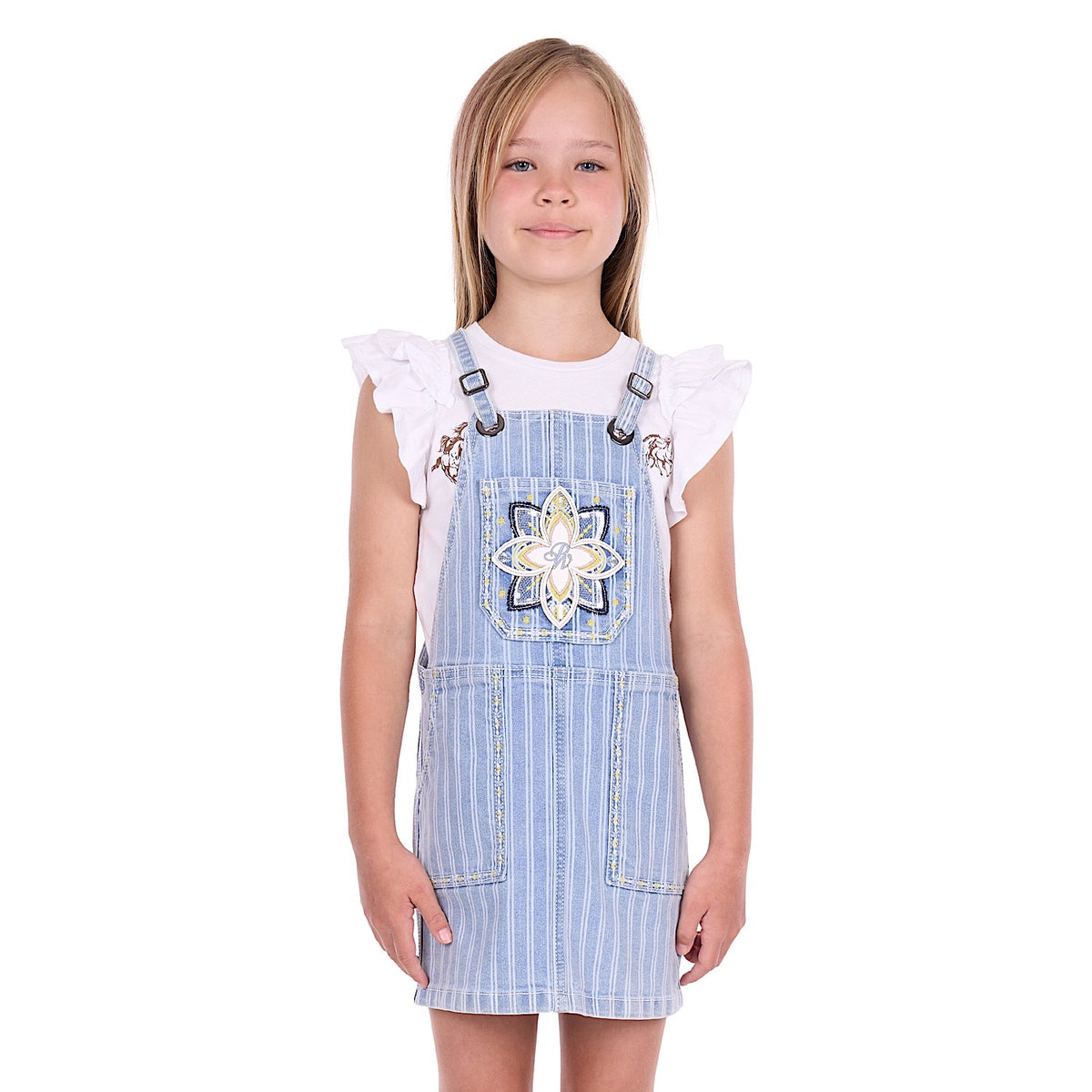 Pure Western Girl's Freya Pinafore Dress - Chambray