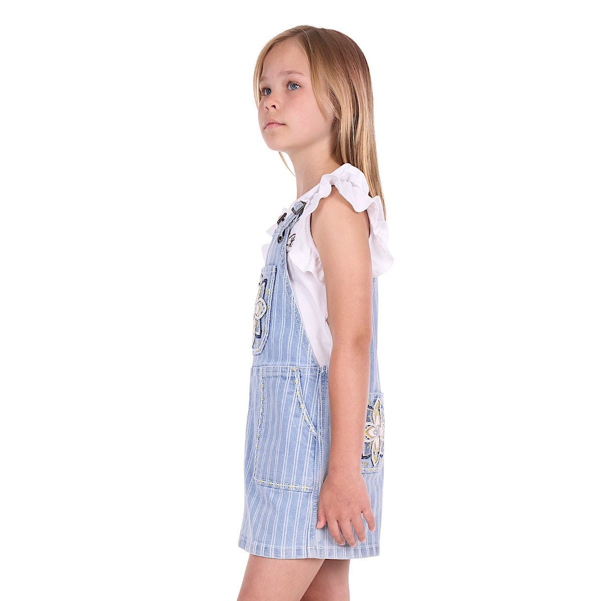 Pure Western Girl's Freya Pinafore Dress - Chambray