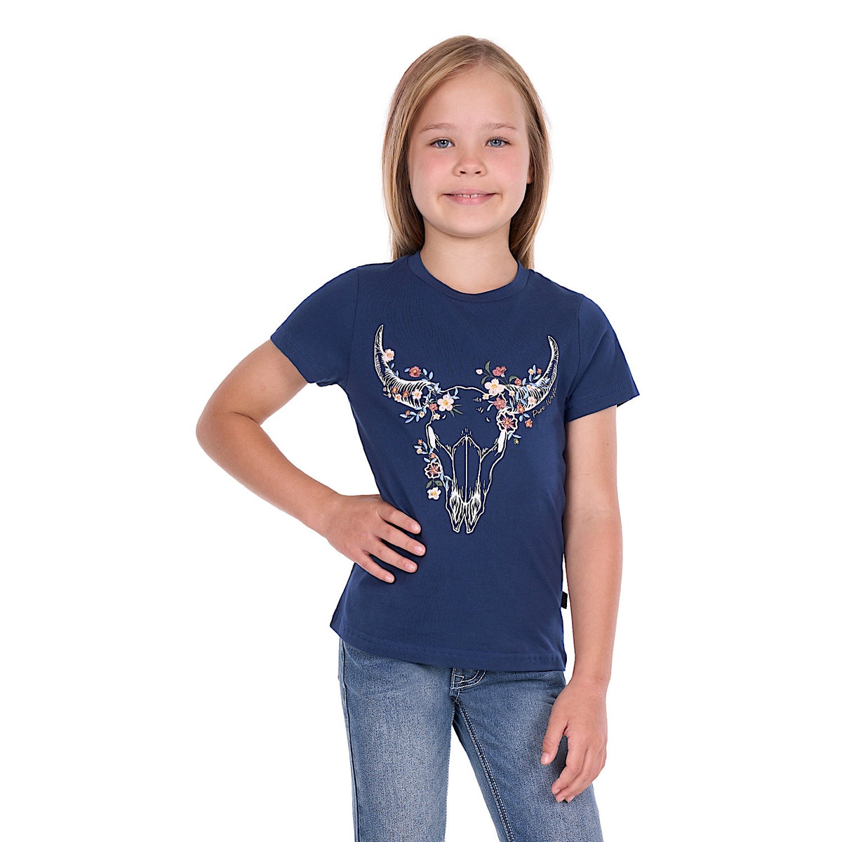 Pure Western Girl's Bindi Tee - Navy