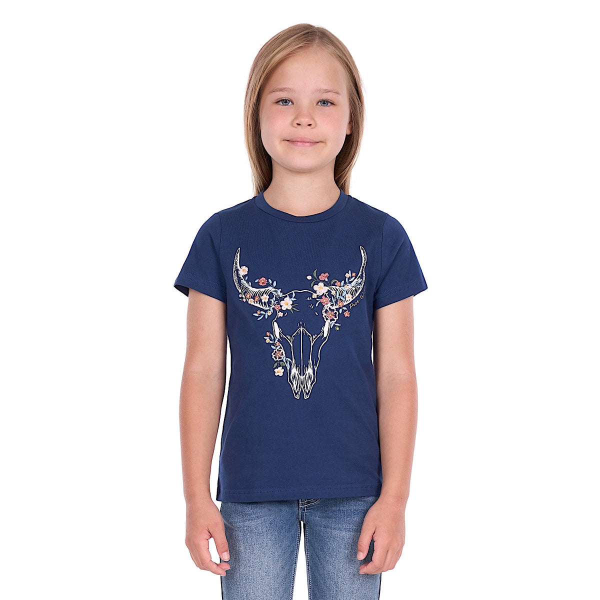 Pure Western Girl's Bindi Tee - Navy