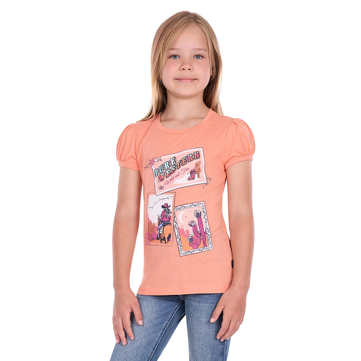 Pure Western Girl's Lulu Tee - Coral