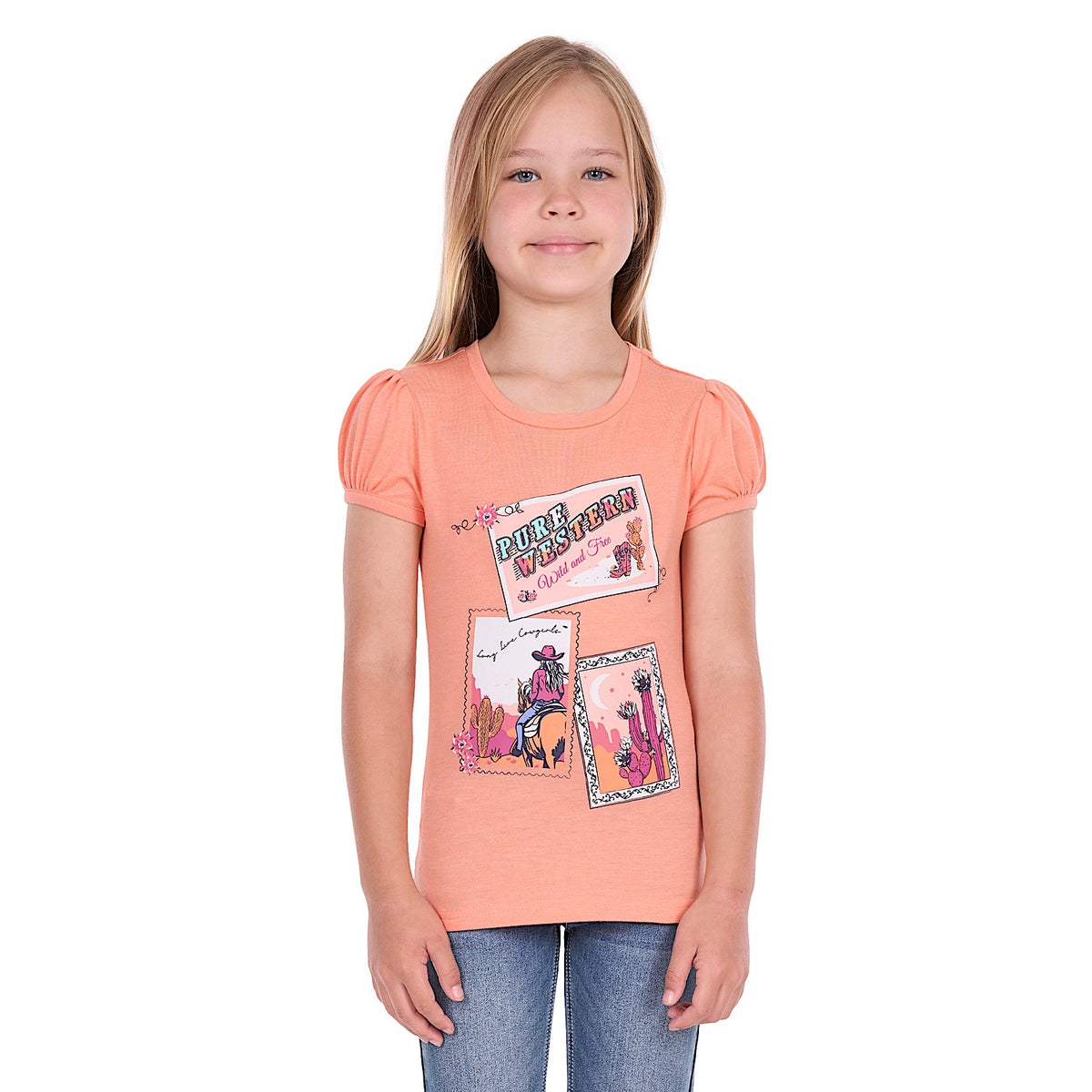 Pure Western Girl's Lulu Tee - Coral