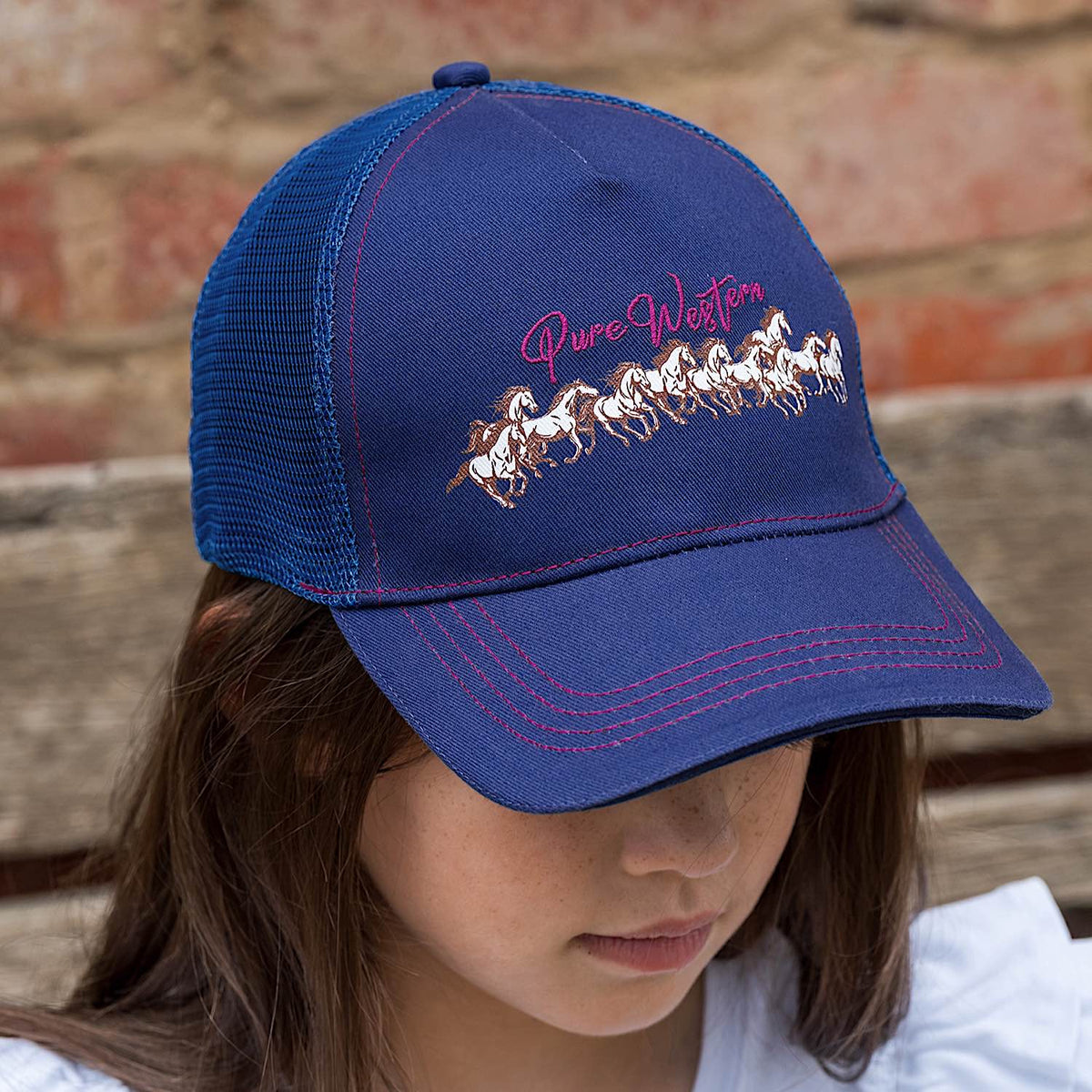 Pure Western Kid's Harper Trucker Cap - Navy