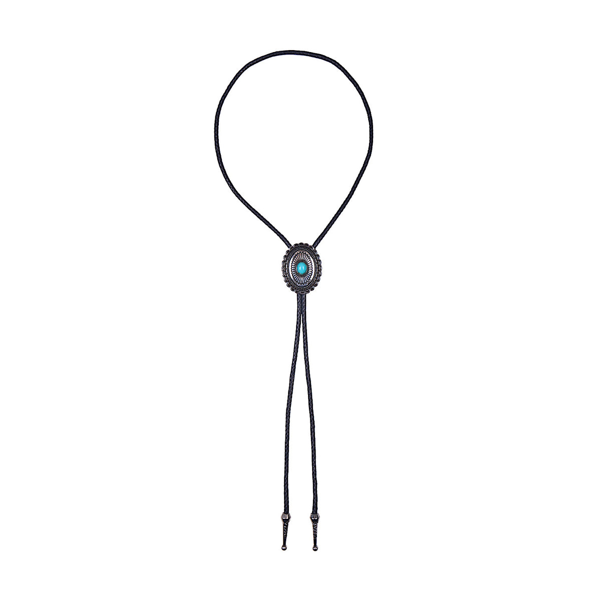 Pure Western Turquoise Stone Bolo Tie - Silver