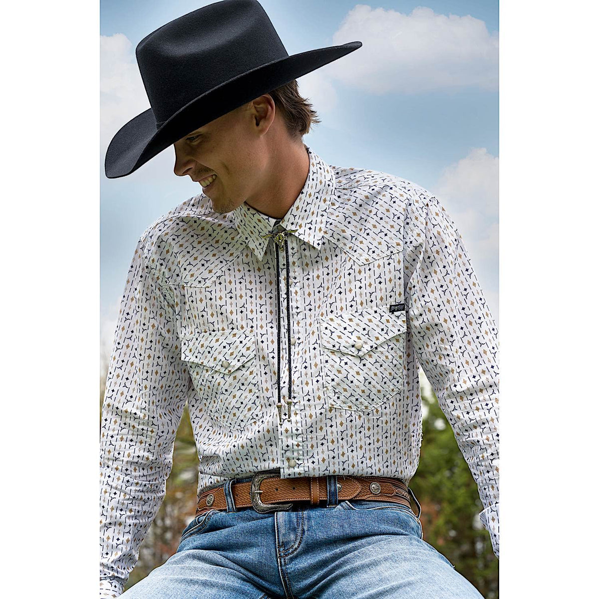 Pure Western Steerhead Bolo Tie - Silver