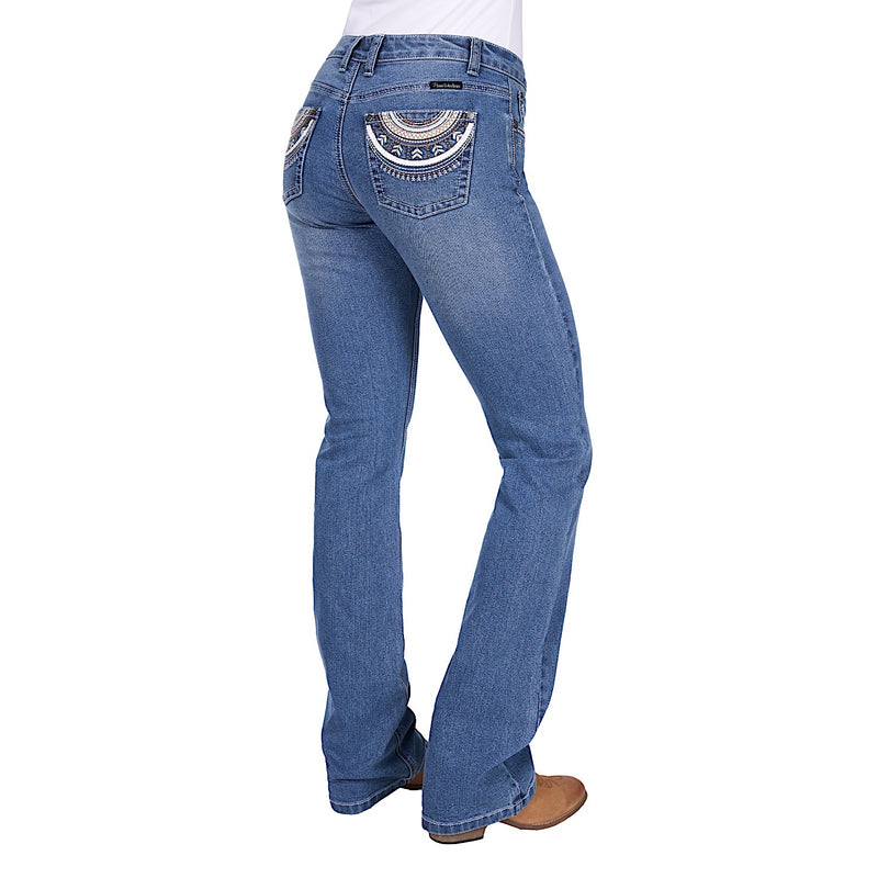 Pure Western Women’s Pat Relaxed Rider Mid Rise Jean 36L - Retro Blue
