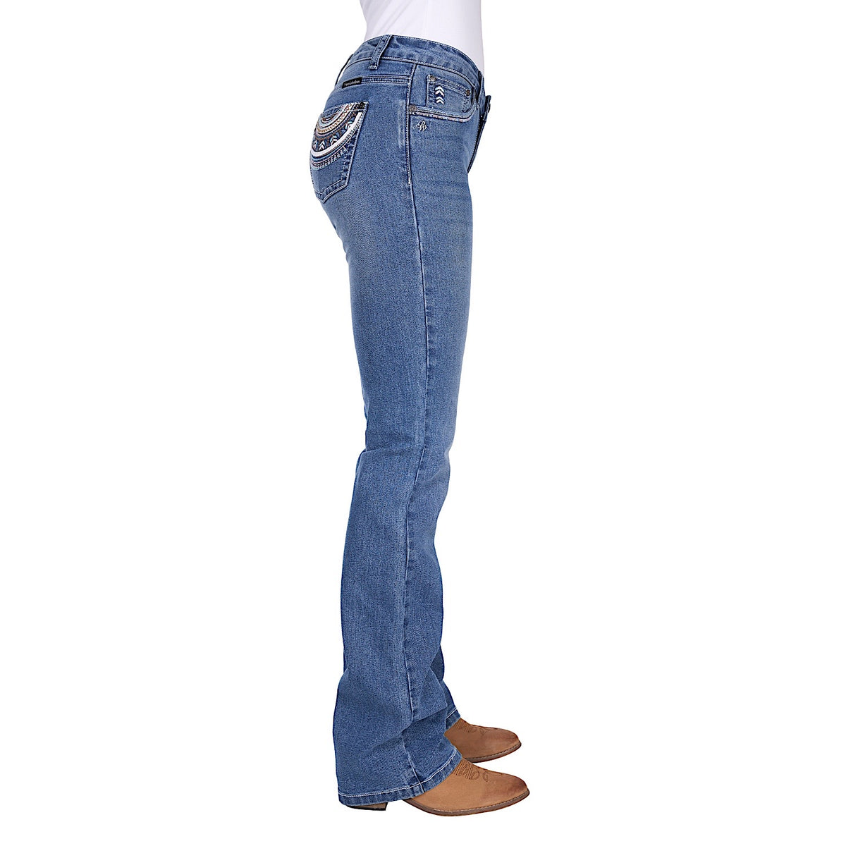 Pure Western Women’s Pat Relaxed Rider Mid Rise Jean 36L - Retro Blue