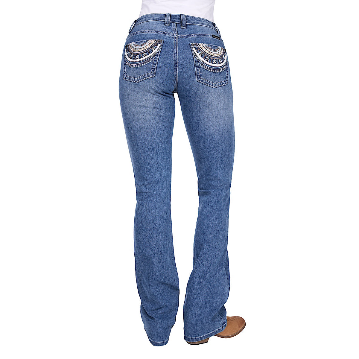 Pure Western Women’s Pat Relaxed Rider Mid Rise Jean 36L - Retro Blue
