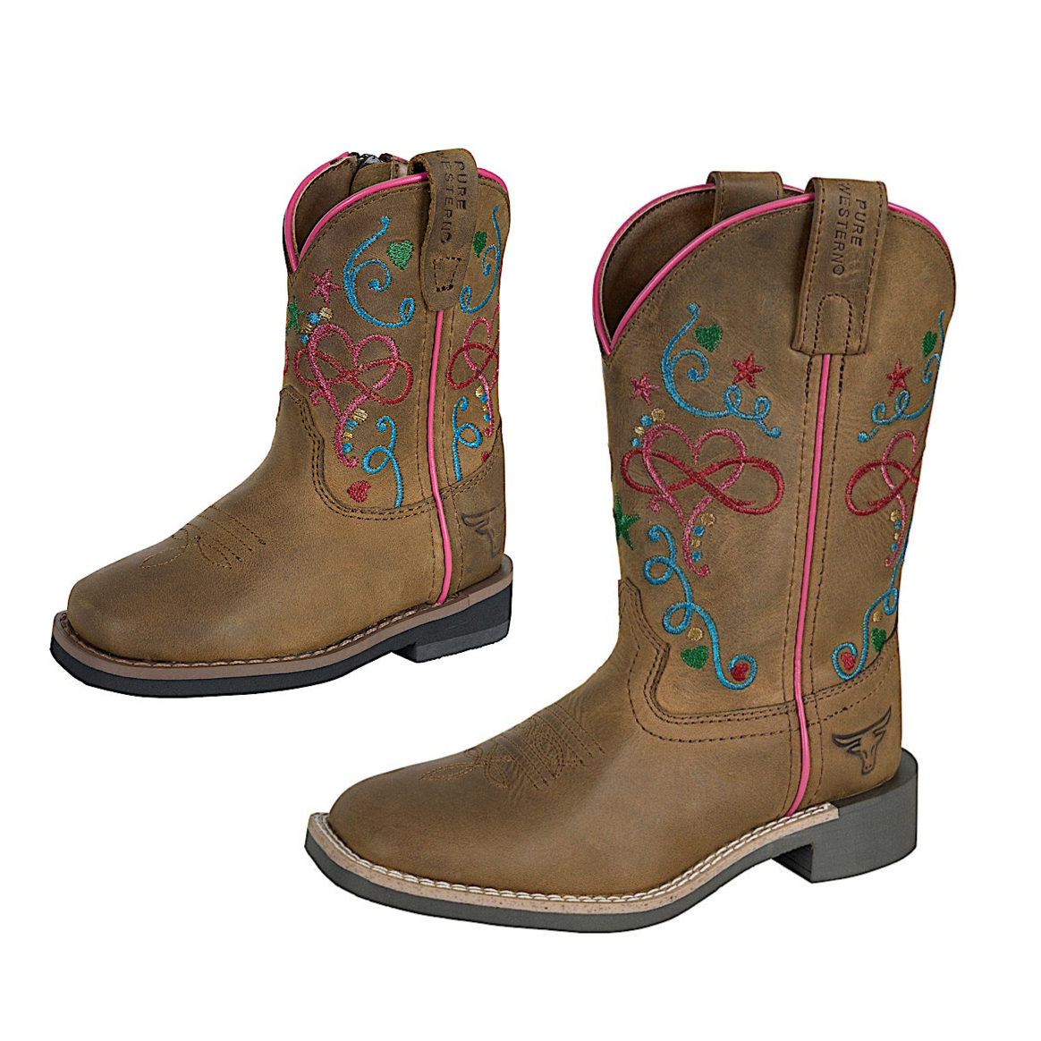 Pure Western Toddler and Children’s Jules Boot - Walnut/Multi