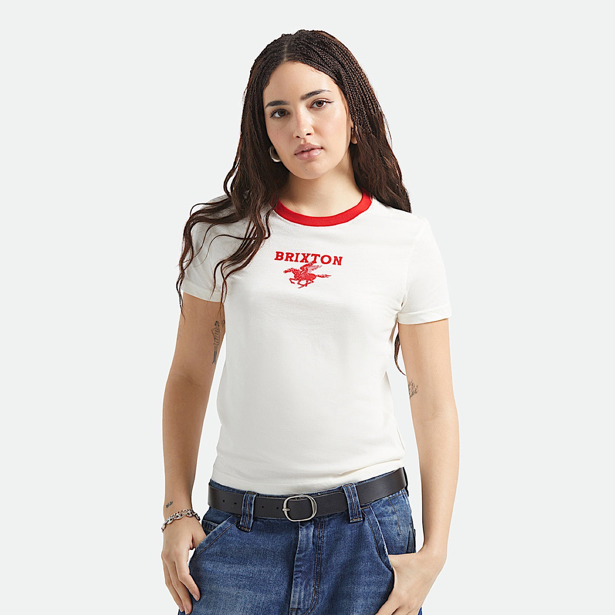 Brixton Women’s Pegasus Slim Crew T-Shirt - Vintage White