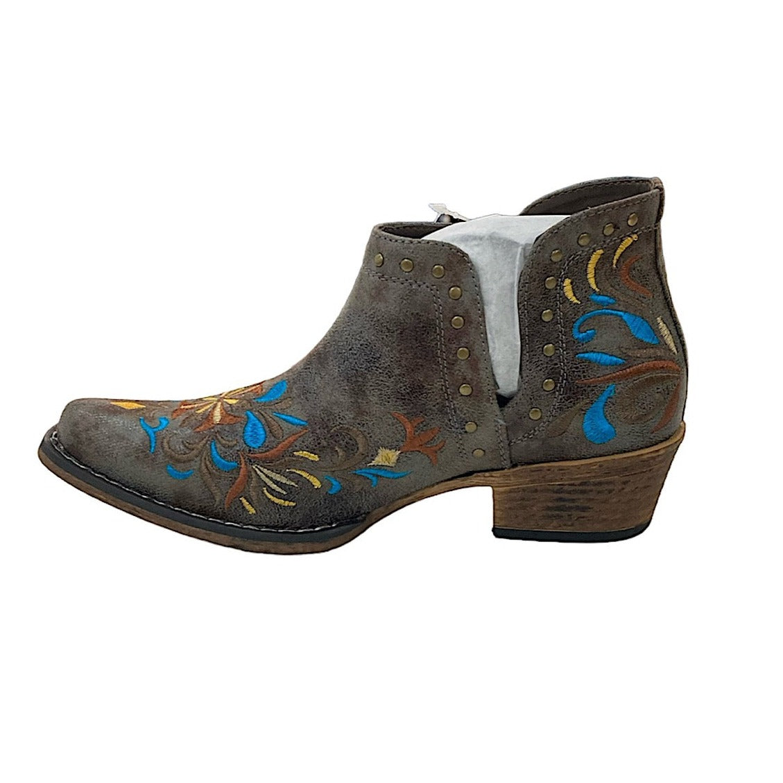 Roper Womens Ava Boot - Floral Grey Embroidered