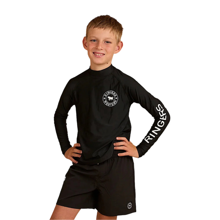 Ringers Western Kid's Davey Swim Rashie - Black/White
