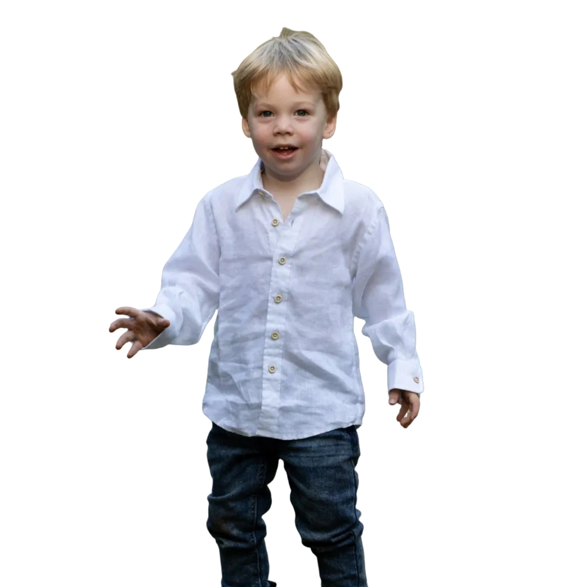 Pilbara Kid's Linen Shirt - White