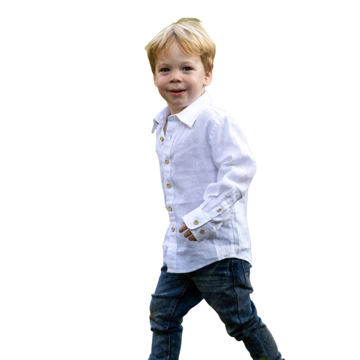 Pilbara Kid's Linen Shirt - White