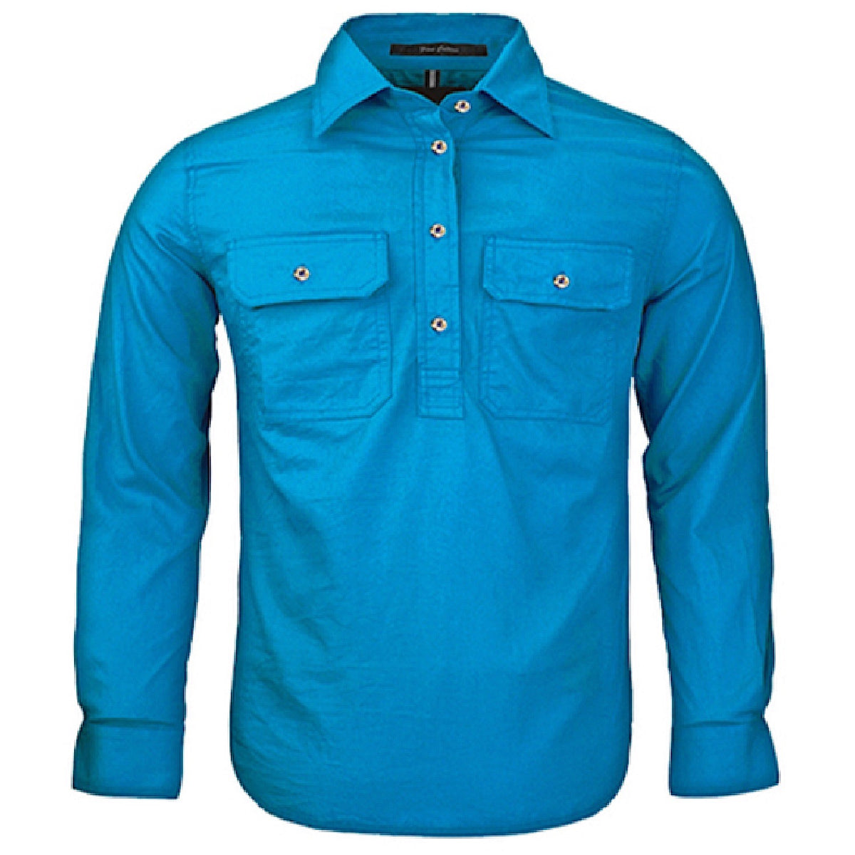 Pilbara Kid’s Closed Front L/S Shirt Azure