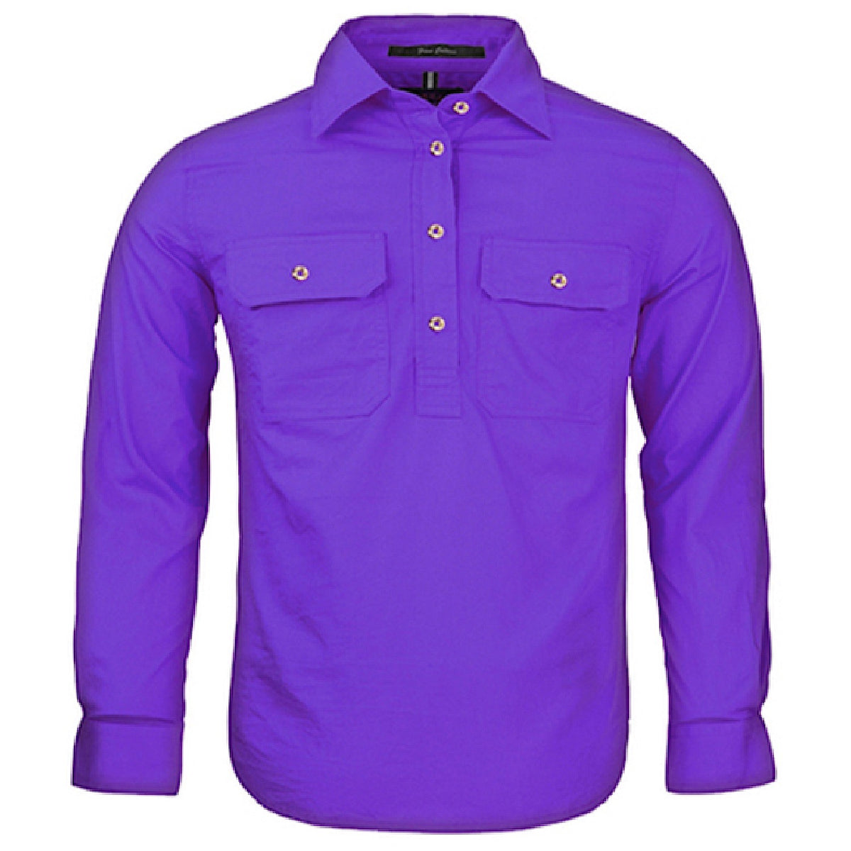 Pilbara Kid’s Closed Front L/S Shirt - Purple