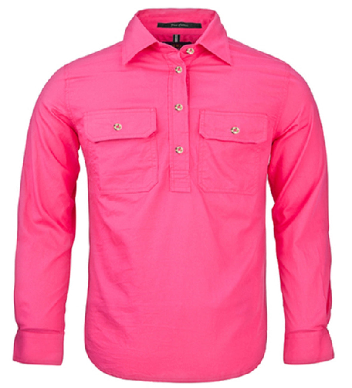 Pilbara Kid's Closed Front Shirt - Hot Pink
