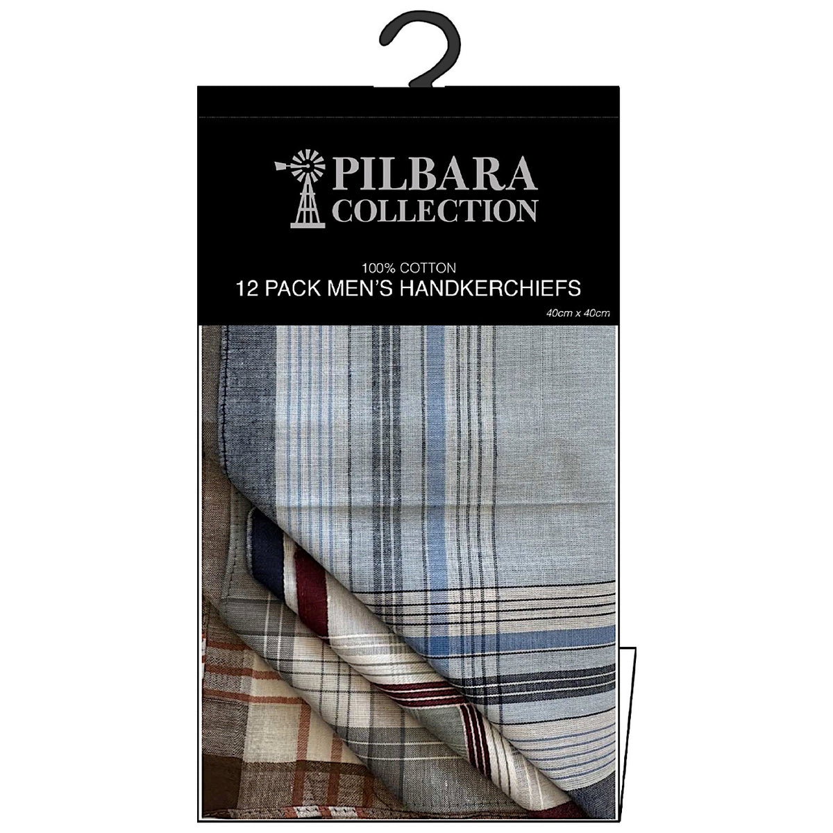 Pilbara Collection Men's Handkerchiefs - 12 Assorted Colours