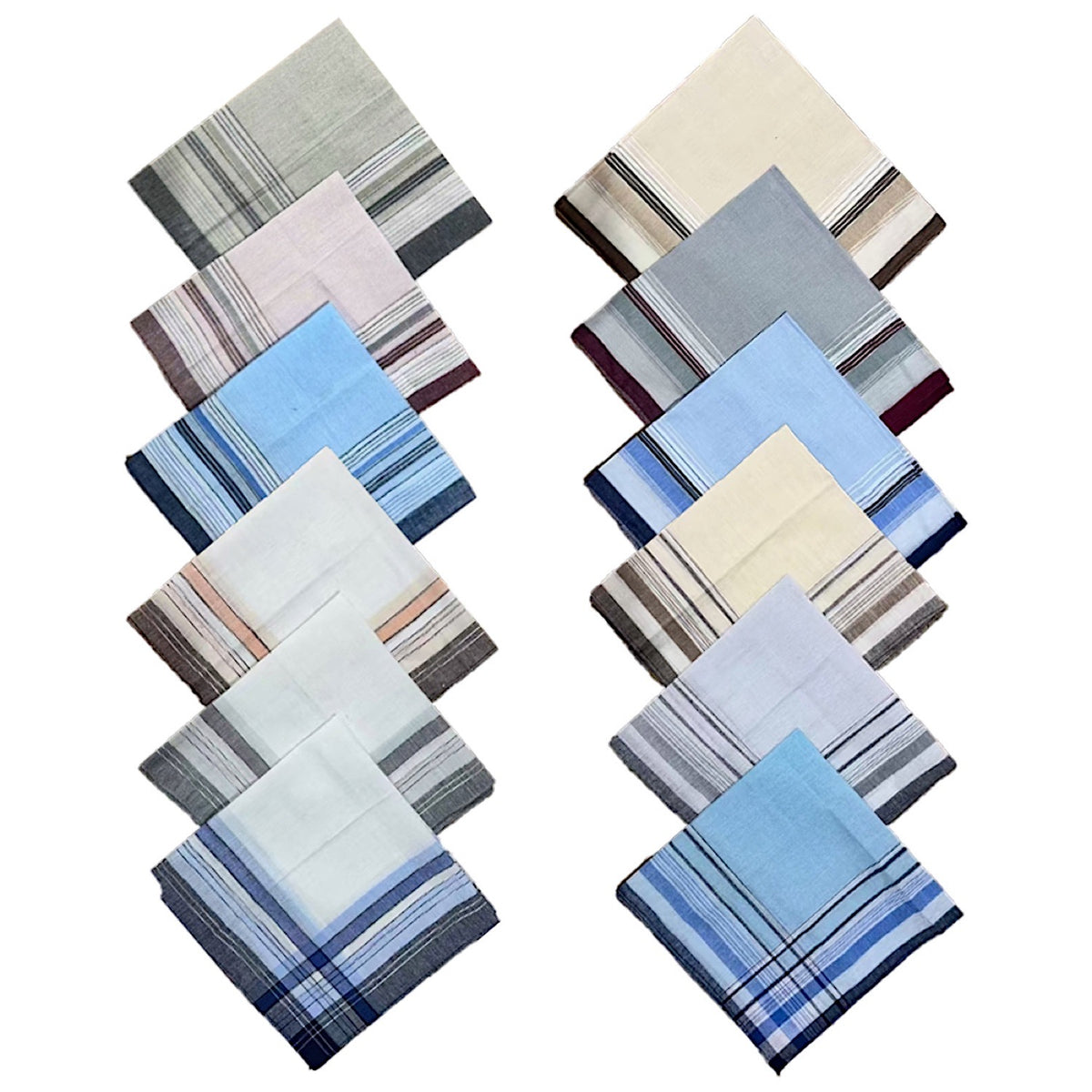 Pilbara Collection Men's Handkerchiefs - 12 Assorted Colours