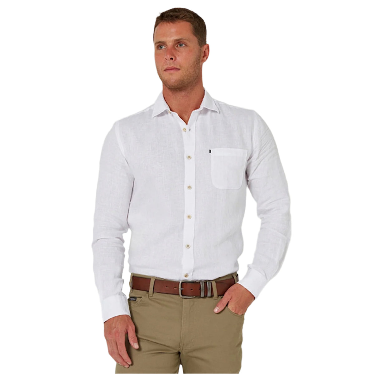 Pilbara Men’s Linen L/S Shirt - White