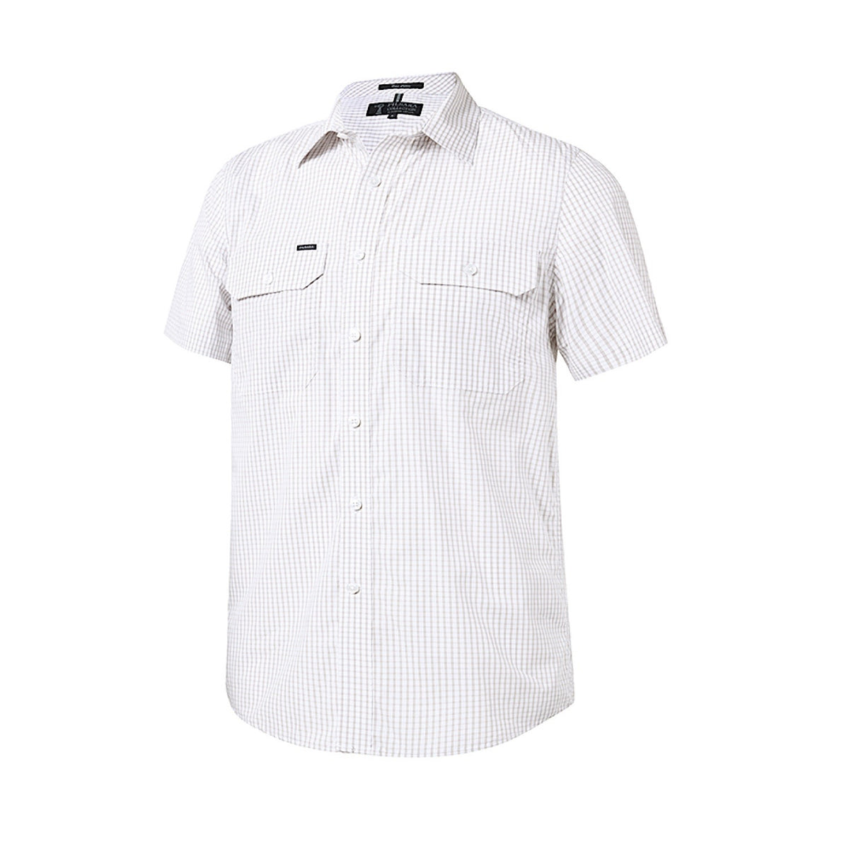 Pilbara Men’s S/S Shirt - Taupe/White Check