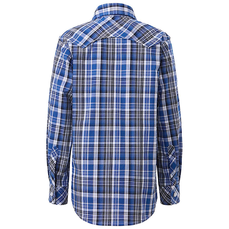 Pilbara Kid’s Western Snap Button Shirt Blue/Black/White