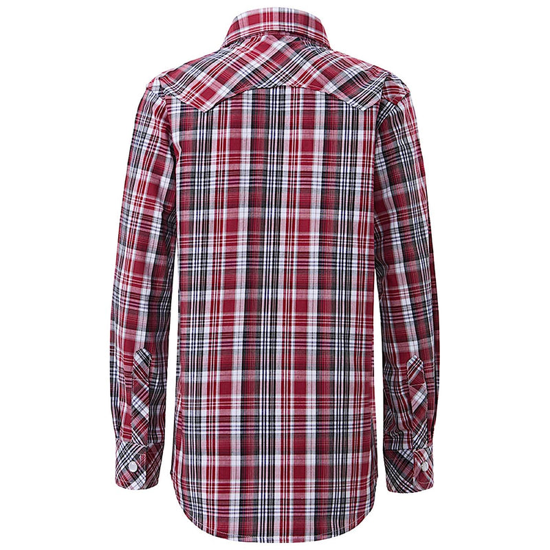 Pilbara Kid’s Western Snap Button Shirt - Red/Black/White