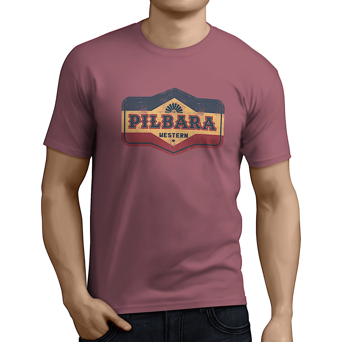 Pilbara Mens Oil Can T-Shirt - Cardinal