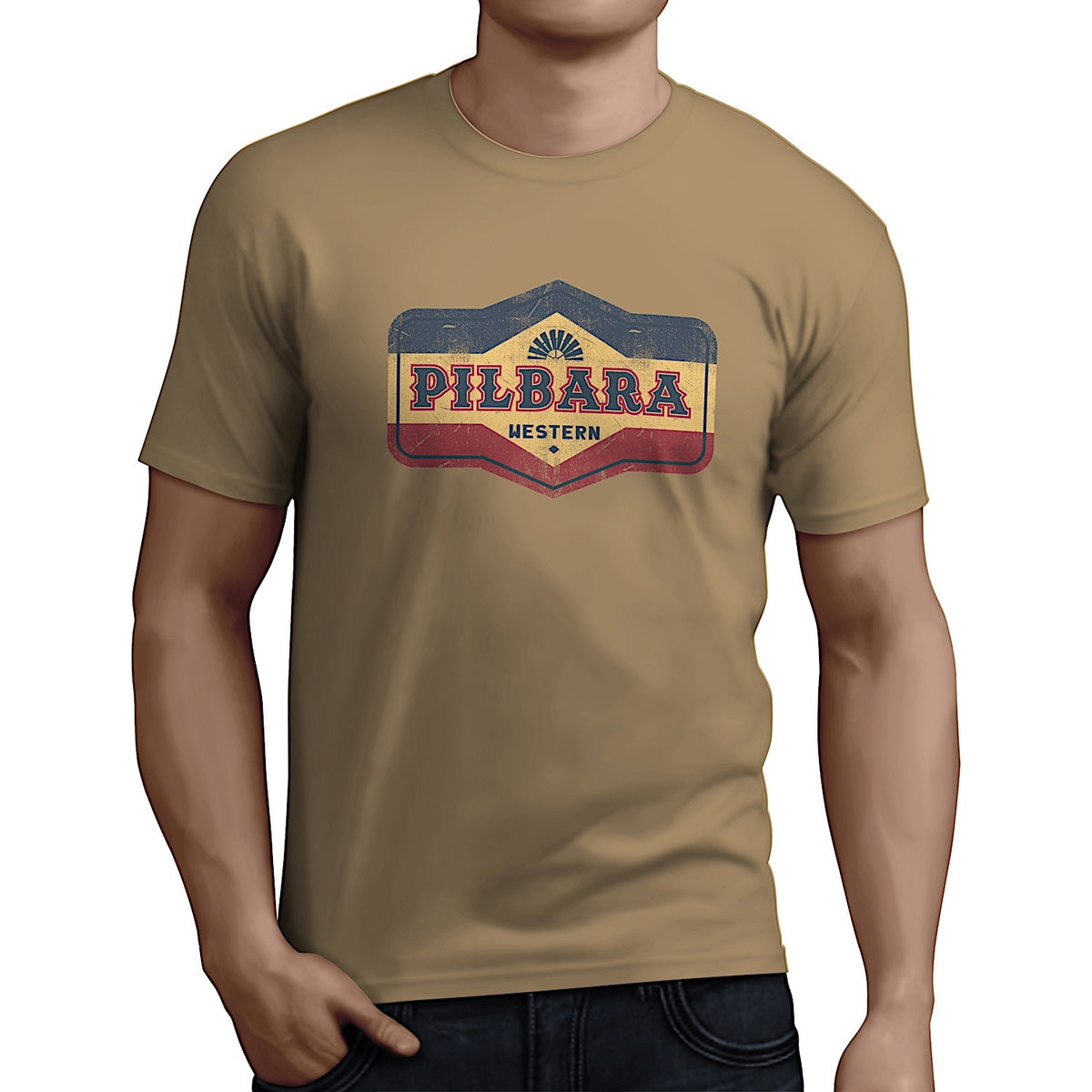 Pilbara Mens Oil Can T-Shirt - Golden Rough