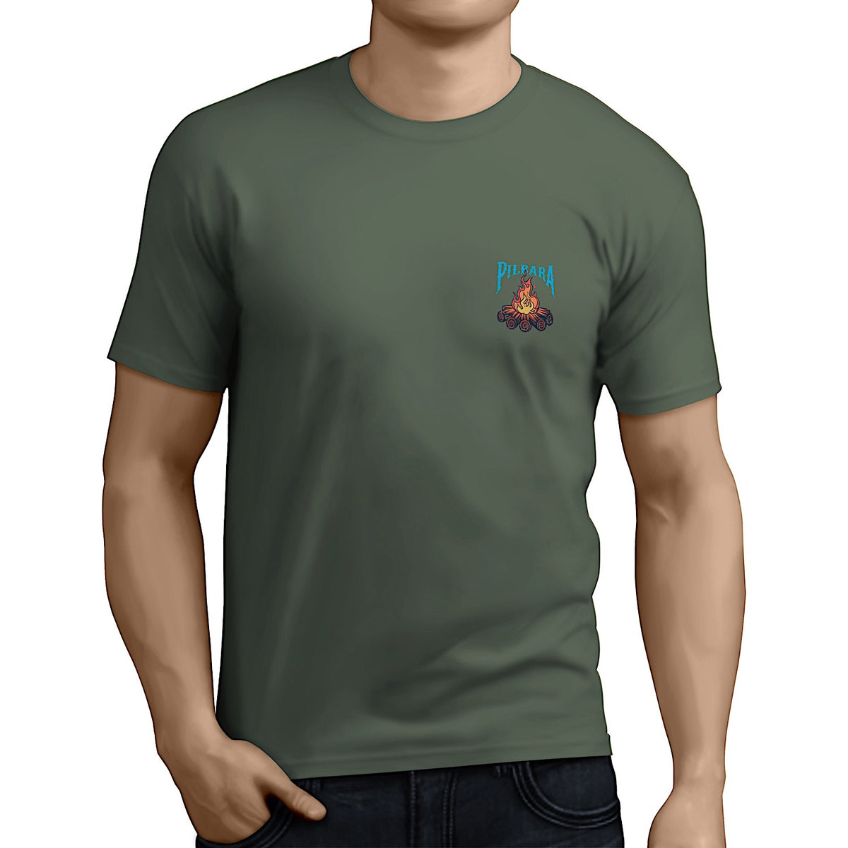 Pilbara Men’s Campfire T-Shirt - Light Olive