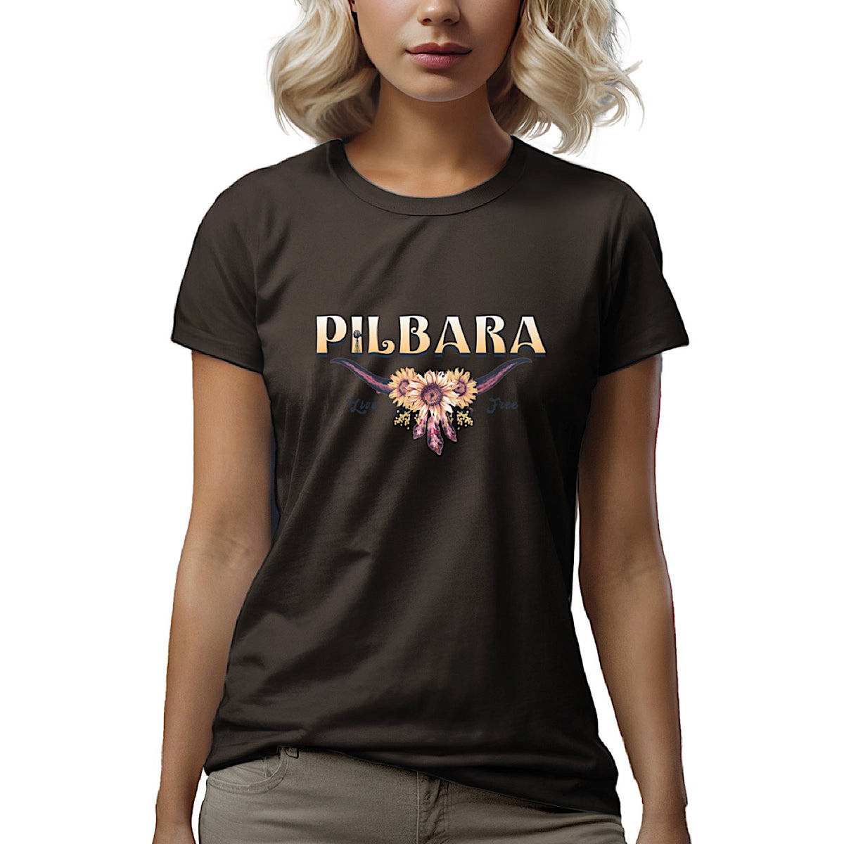 Pilbara Women's Live Free T Shirt - Raven