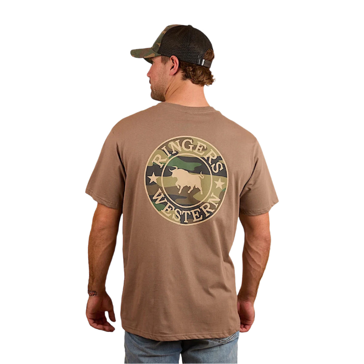 Ringers Western Signature Bull Men’s Loose T-Shirt - Mushroom/Camo