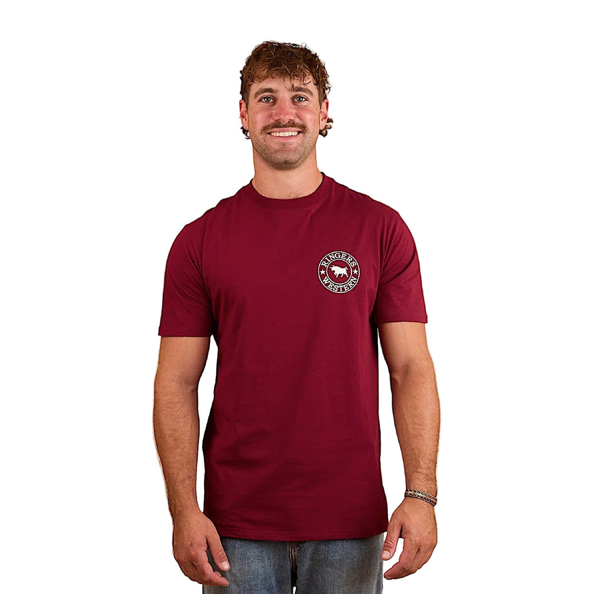 Ringers Western Men’s Signature Bull Classic Fit T-Shirt - Burgundy/White