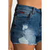 Ringers Western Women's Jessie Mid Rise Ripped Denim Short - True Blue