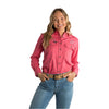 Ringers Western Women's Signature Jillaroo Full Button Work Shirt - Camelia Rose/Ballet Pink Embroidery