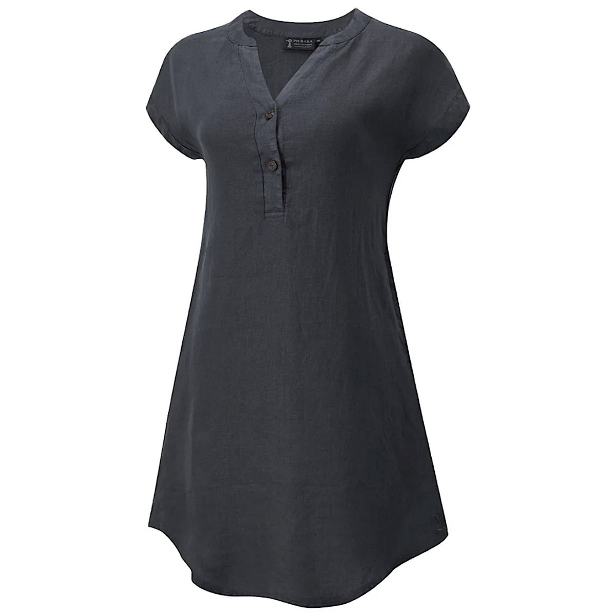 Pilbara Women's Linen Alina Cap Sleeved Dress - Charcoal