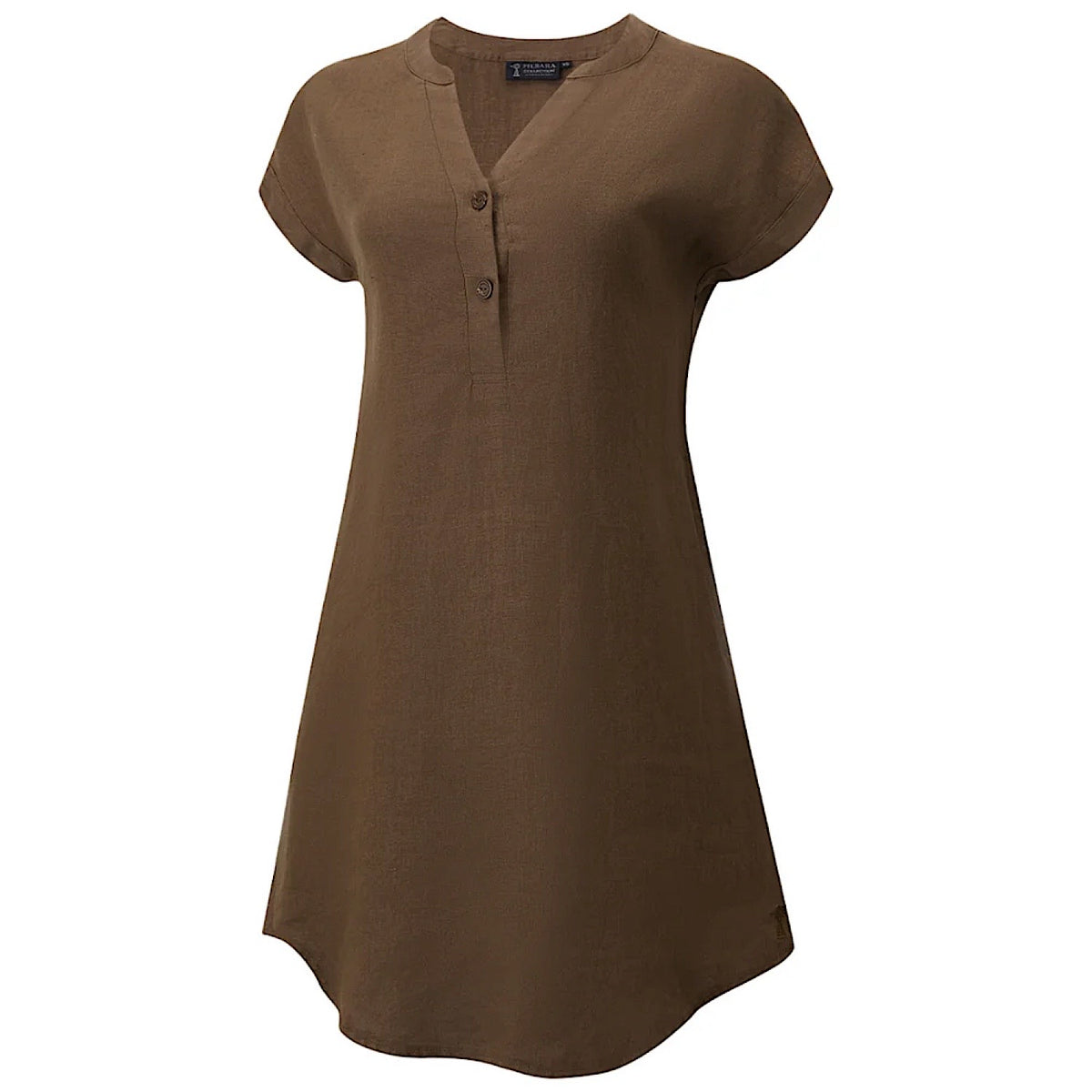 Pilbara Women's Linen Alina Cap Sleeved Dress - Coco Brown