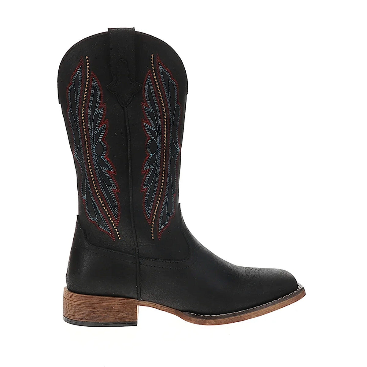 Roper Women’s Loretta Embroidered Wide Square Toe Western Boot - Black
